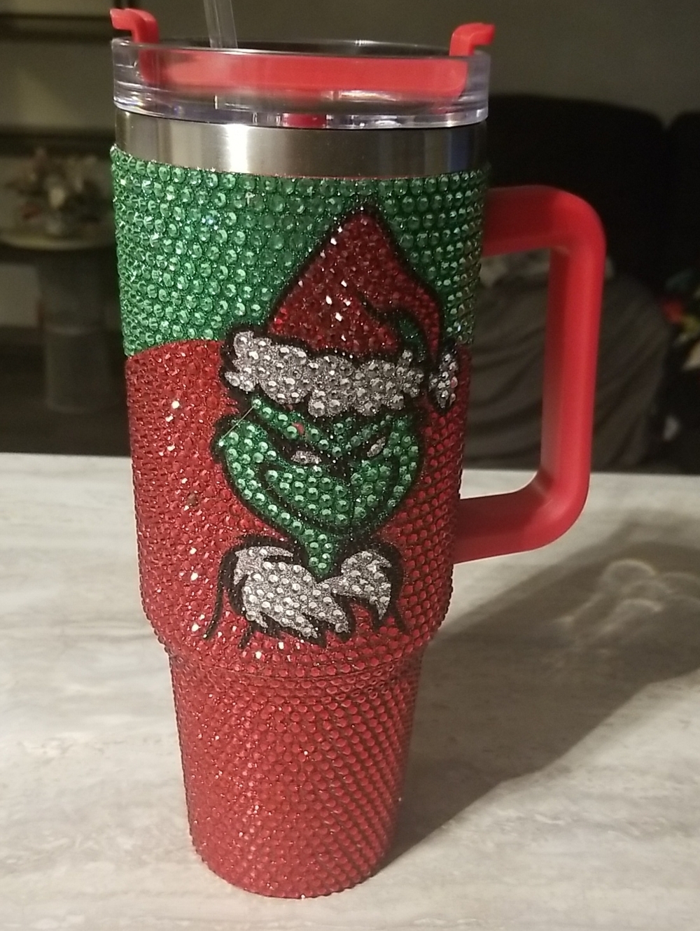 The Grinch Holiday Rhinestone Travel Mug - Festive Christmas Tumbler